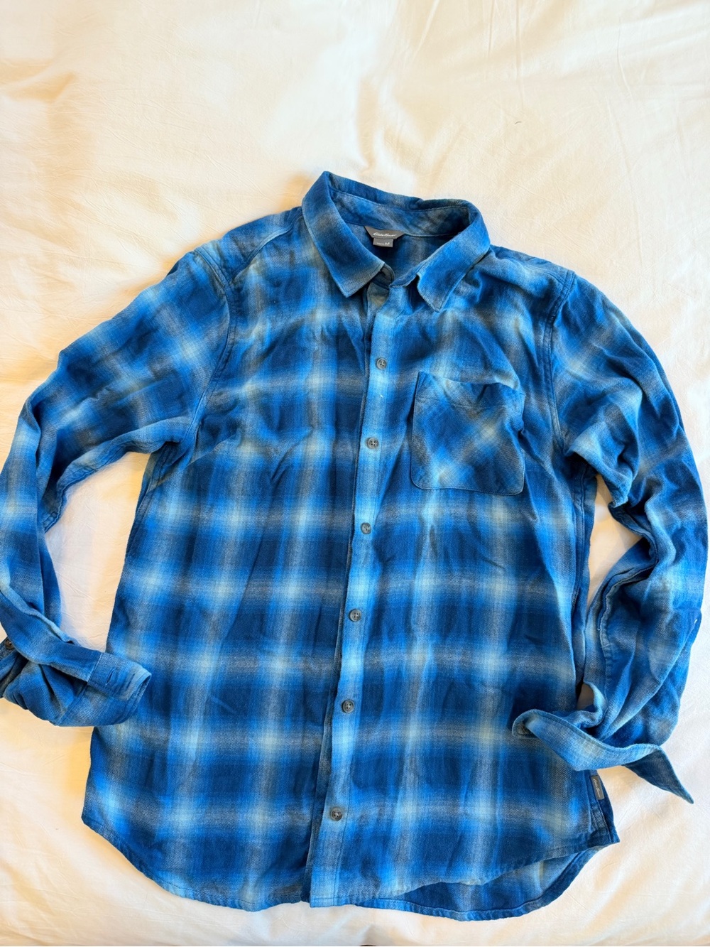 Eddie Bauer Blue Plaid Long-Sleeve Women’s Shirt